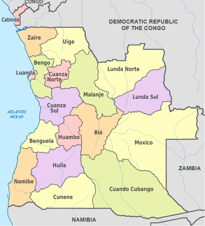 Mapa de Angola